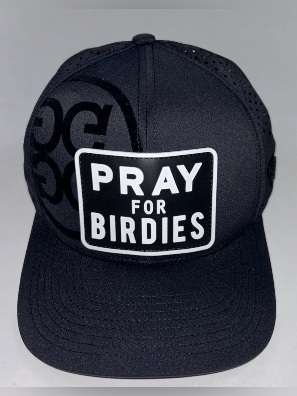 NEW G/FORE OS Baseball Golf Hat Black "Pray for Birdies" 110 FLEXFIT Tech $85